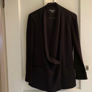 Vince drape neck blazer with knit sleeve